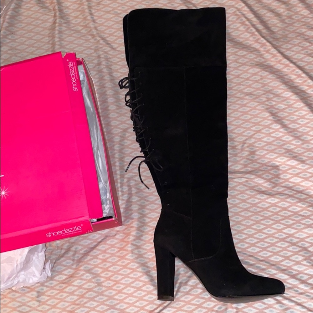 Black Knee High Heeled Boots